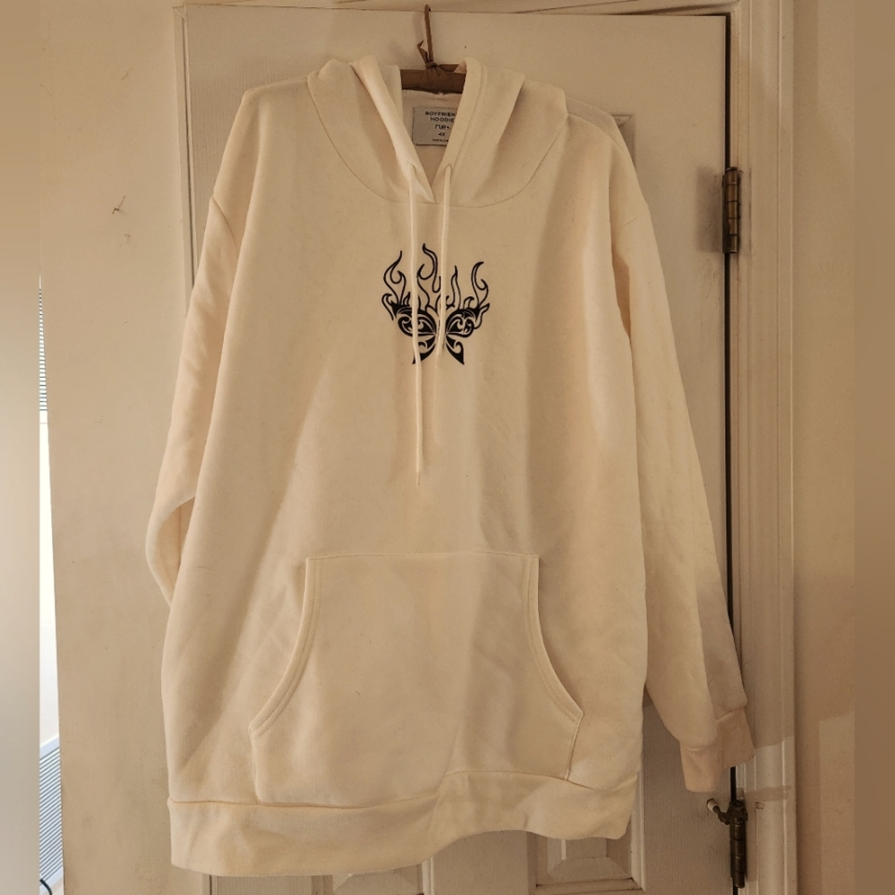 Rue 21 White Hoodie with Black Butterfly Design